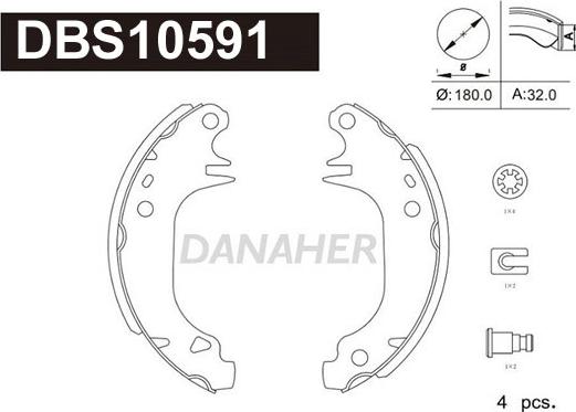 Danaher DBS10591 - Комплект гальм, барабанний механізм autocars.com.ua
