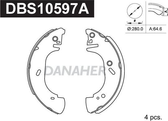 Danaher DBS10597A - Комплект гальм, барабанний механізм autocars.com.ua