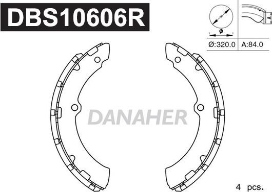 Danaher DBS10606R - Комплект гальм, барабанний механізм autocars.com.ua
