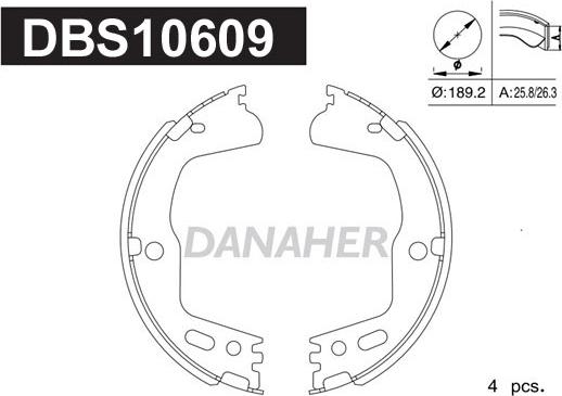 Danaher DBS10609 - Комплект гальм, ручник, парковка autocars.com.ua