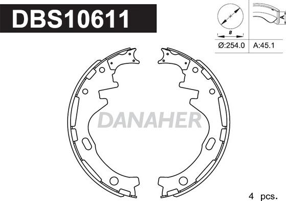 Danaher DBS10611 - Комплект тормозных колодок, барабанные autodnr.net