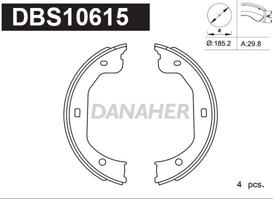 Danaher DBS10615 - Комплект тормозов, ручник, парковка autodnr.net