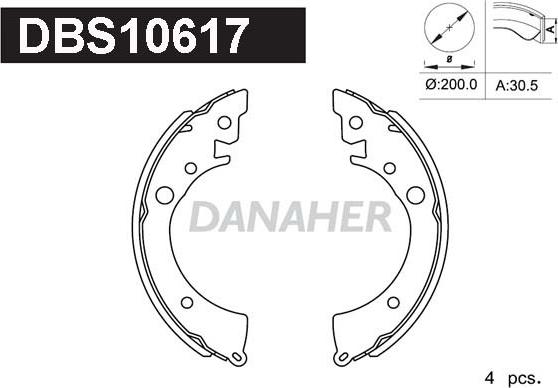 Danaher DBS10617 - Комплект тормозных колодок, барабанные autodnr.net