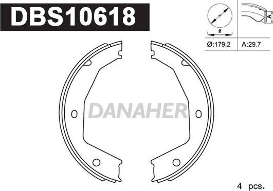 Danaher DBS10618 - Комплект гальм, ручник, парковка autocars.com.ua