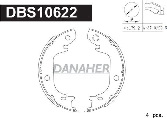 Danaher DBS10622 - Комплект тормозов, ручник, парковка autodnr.net
