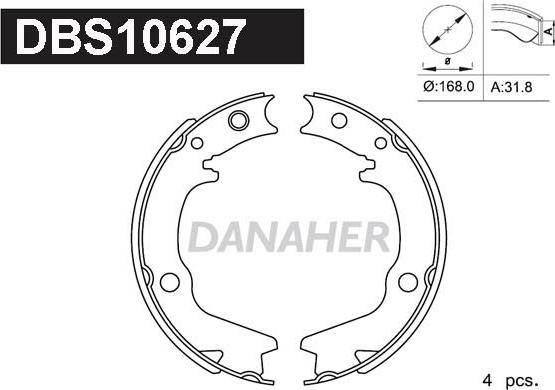 Danaher DBS10627 - Комплект гальм, ручник, парковка autocars.com.ua