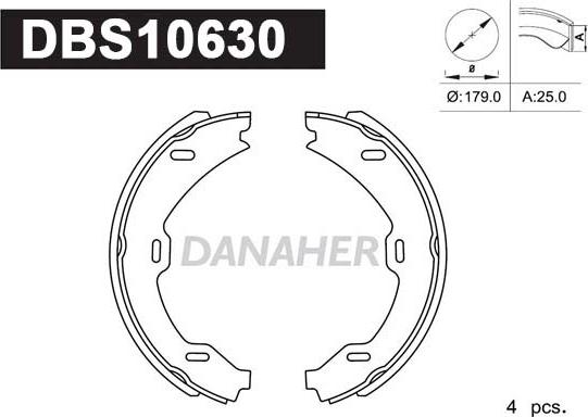 Danaher DBS10630 - Комплект гальм, ручник, парковка autocars.com.ua