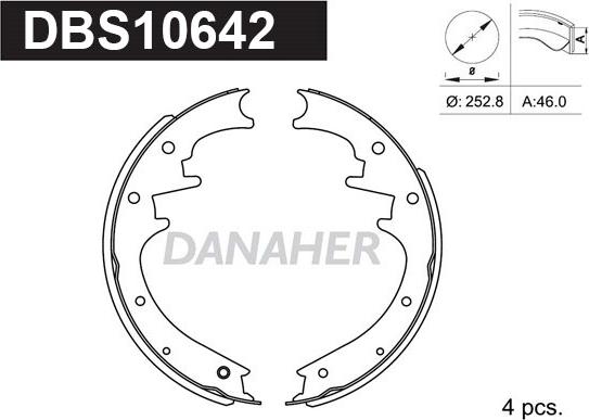Danaher DBS10642 - Комплект гальм, барабанний механізм autocars.com.ua