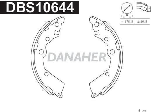 Danaher DBS10644 - Комплект гальм, барабанний механізм autocars.com.ua
