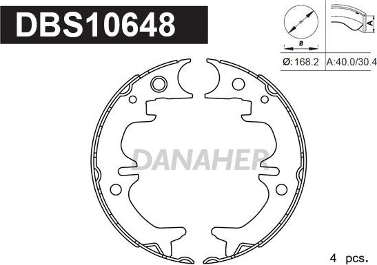 Danaher DBS10648 - Комплект гальм, ручник, парковка autocars.com.ua