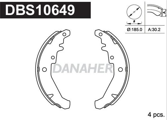 Danaher DBS10649 - Комплект гальм, барабанний механізм autocars.com.ua