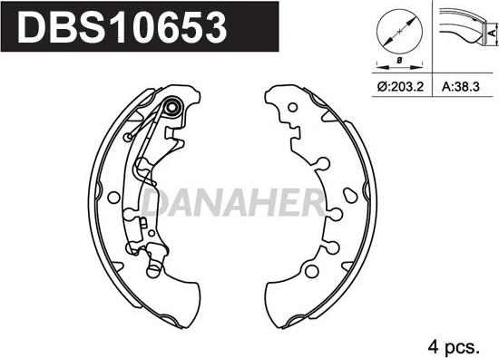 Danaher DBS10653 - Комплект гальм, барабанний механізм autocars.com.ua