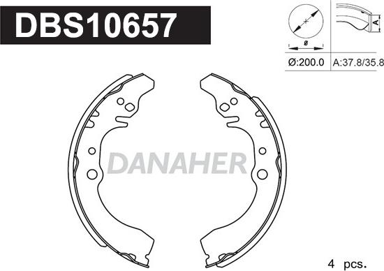 Danaher DBS10657 - Комплект тормозных колодок, барабанные autodnr.net