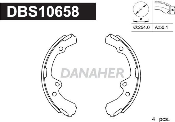 Danaher DBS10658 - Комплект гальм, барабанний механізм autocars.com.ua