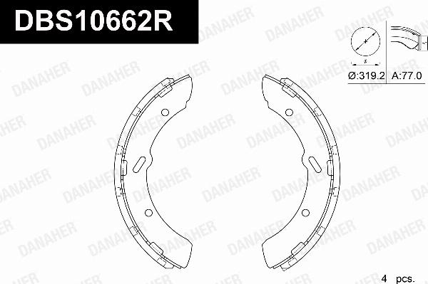 Danaher DBS10662R - Комплект гальм, барабанний механізм autocars.com.ua