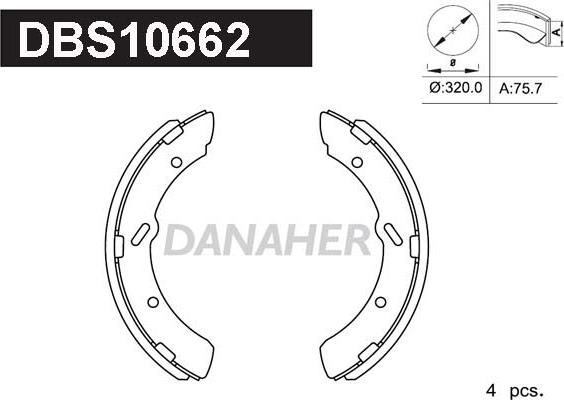 Danaher DBS10662 - Комплект гальм, барабанний механізм autocars.com.ua