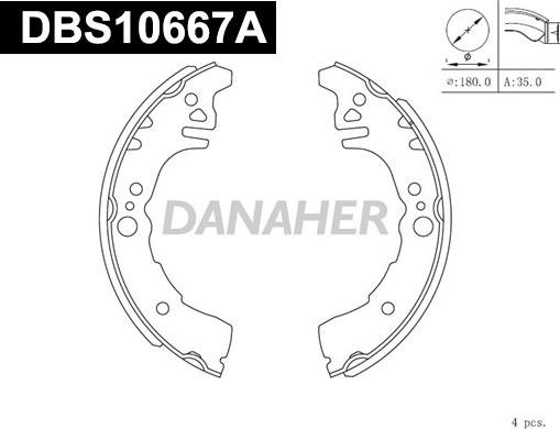 Danaher DBS10667A - Комплект гальм, барабанний механізм autocars.com.ua
