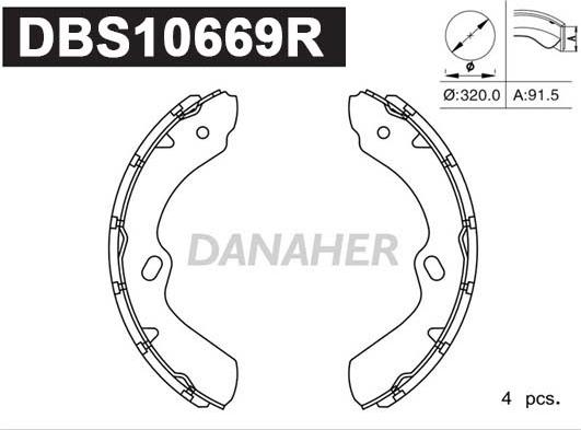 Danaher DBS10669R - Комплект гальм, барабанний механізм autocars.com.ua