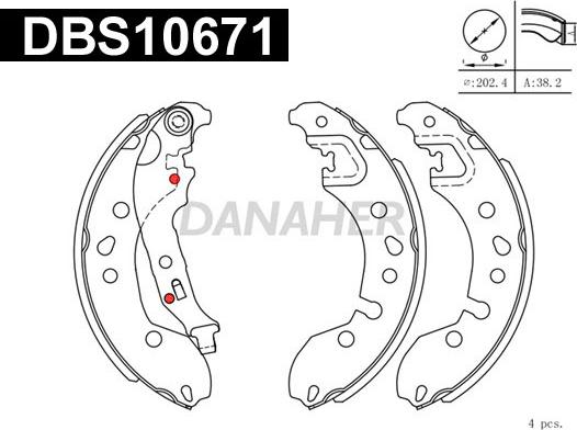 Danaher DBS10671 - Комплект гальм, барабанний механізм autocars.com.ua