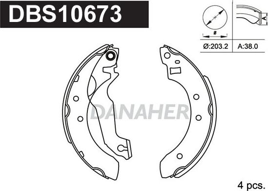 Danaher DBS10673 - Комплект тормозных колодок, барабанные autodnr.net