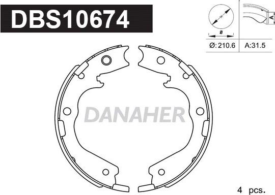 Danaher DBS10674 - Комплект гальм, ручник, парковка autocars.com.ua