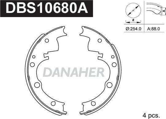 Danaher DBS10680A - Комплект гальм, барабанний механізм autocars.com.ua