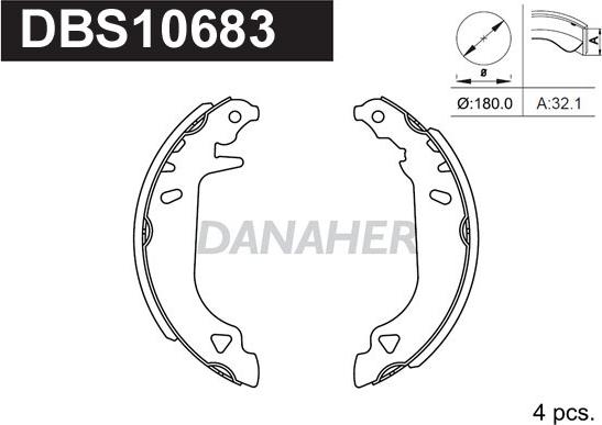 Danaher DBS10683 - Комплект гальм, барабанний механізм autocars.com.ua