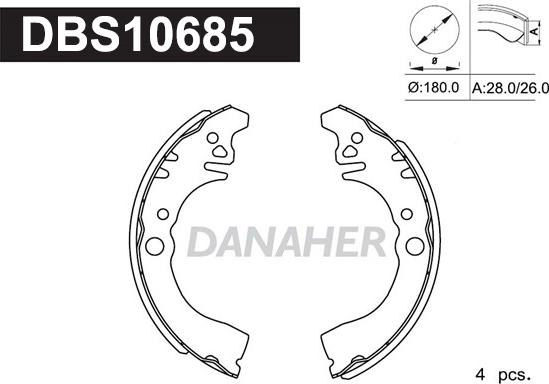 Danaher DBS10685 - Комплект гальм, барабанний механізм autocars.com.ua
