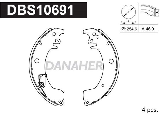 Danaher DBS10691 - Комплект гальм, барабанний механізм autocars.com.ua
