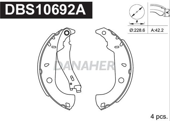 Danaher DBS10692A - Комплект тормозных колодок, барабанные autodnr.net