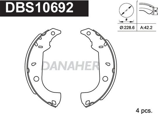Danaher DBS10692 - Комплект тормозных колодок, барабанные autodnr.net