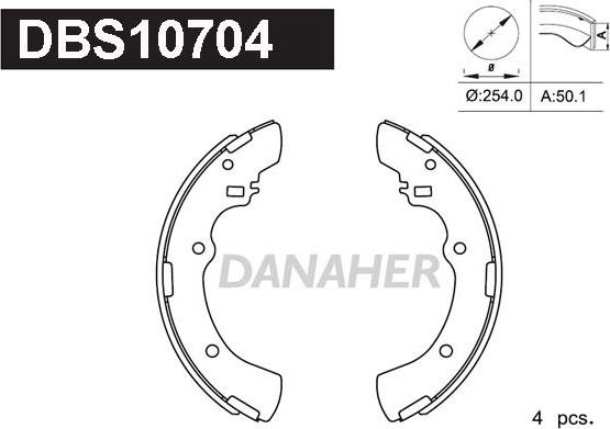 Danaher DBS10704 - Комплект тормозных колодок, барабанные autodnr.net