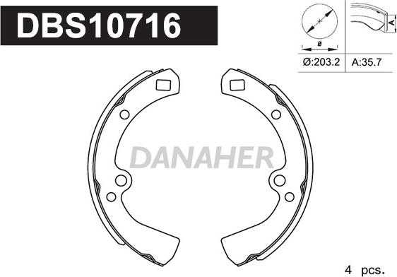 Danaher DBS10716 - Комплект тормозных колодок, барабанные autodnr.net