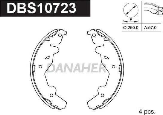 Danaher DBS10723 - Комплект тормозных колодок, барабанные autodnr.net