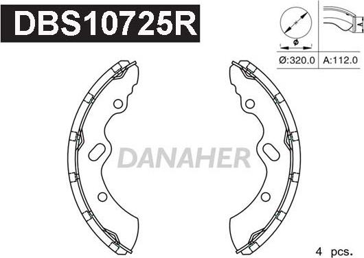 Danaher DBS10725R - Комплект гальм, барабанний механізм autocars.com.ua