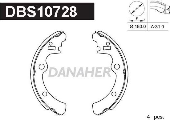 Danaher DBS10728 - Комплект тормозных колодок, барабанные autodnr.net