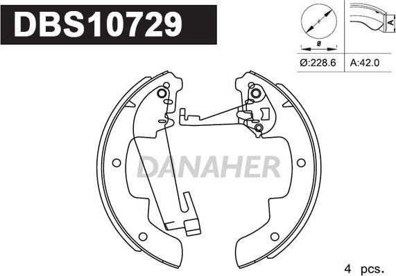 Danaher DBS10729 - Комплект гальм, барабанний механізм autocars.com.ua