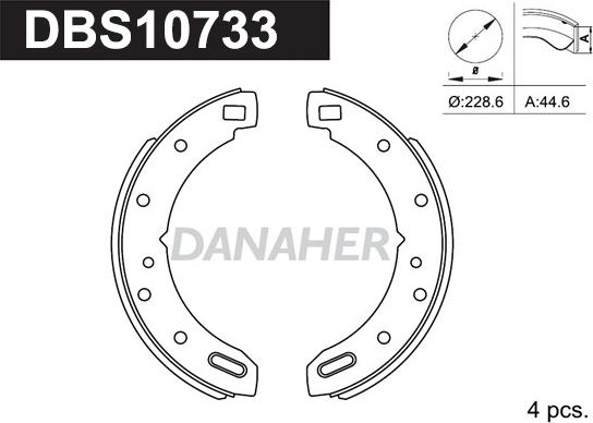 Danaher DBS10733 - Комплект гальм, барабанний механізм autocars.com.ua