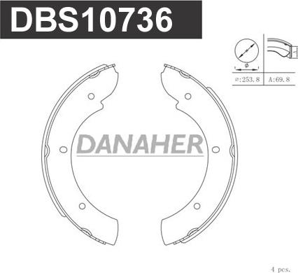 Danaher DBS10736 - Комплект тормозов, ручник, парковка autodnr.net