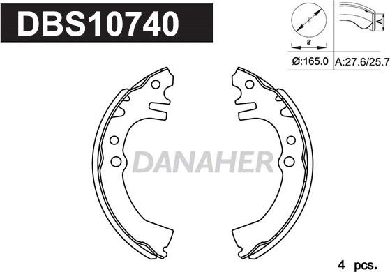 Danaher DBS10740 - Комплект гальм, барабанний механізм autocars.com.ua
