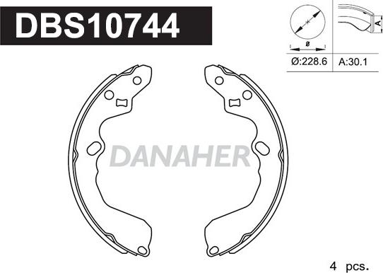 Danaher DBS10744 - Комплект гальм, барабанний механізм autocars.com.ua