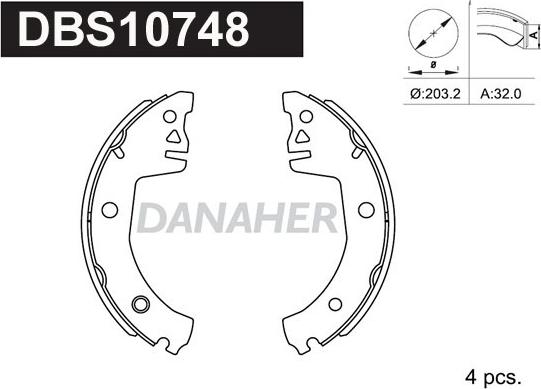 Danaher DBS10748 - Комплект гальм, барабанний механізм autocars.com.ua