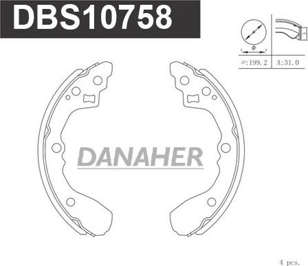 Danaher DBS10758 - Комплект тормозных колодок, барабанные autodnr.net