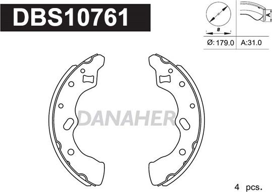 Danaher DBS10761 - Комплект гальм, барабанний механізм autocars.com.ua