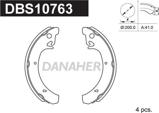 Danaher DBS10763 - Комплект тормозных колодок, барабанные autodnr.net