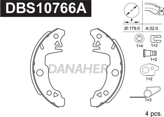 Danaher DBS10766A - Комплект гальм, барабанний механізм autocars.com.ua