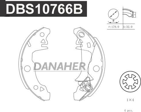 Danaher DBS10766B - Комплект гальм, барабанний механізм autocars.com.ua