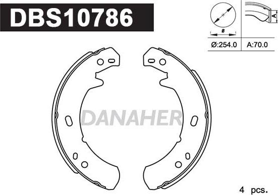 Danaher DBS10786 - Комплект гальм, ручник, парковка autocars.com.ua
