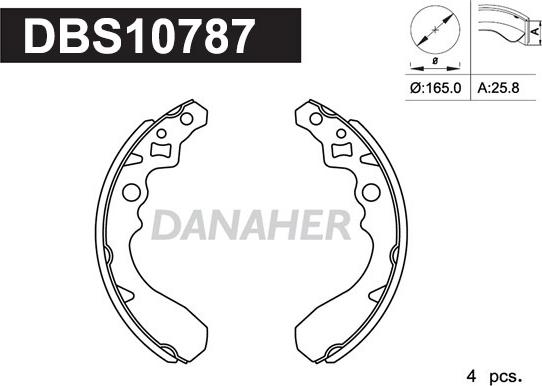Danaher DBS10787 - Комплект гальм, барабанний механізм autocars.com.ua