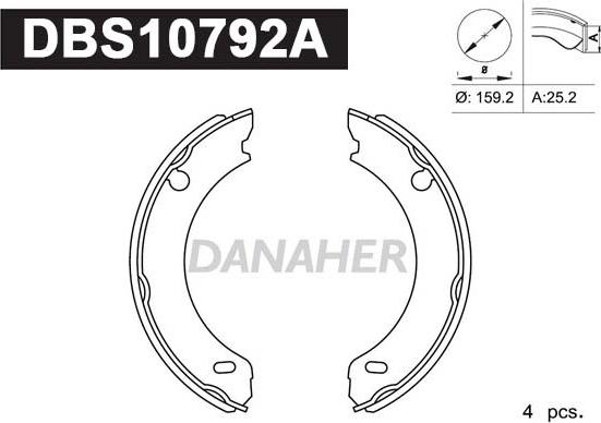 Danaher DBS10792A - Комплект тормозов, ручник, парковка autodnr.net